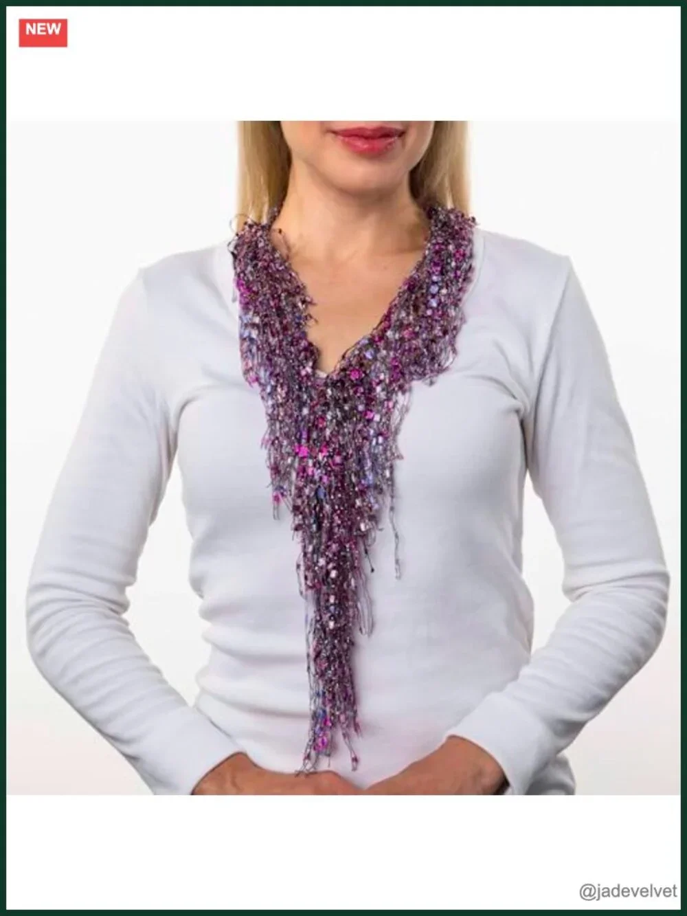 Lightweight Infinity Scarf Necklace Metallic Threading Fashion Scarf Jewelry
